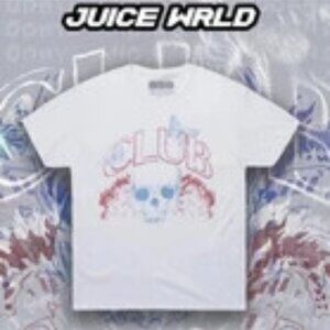 999 Club Juice WRLD White T Shirt Size M Skull Butterflies Brand New